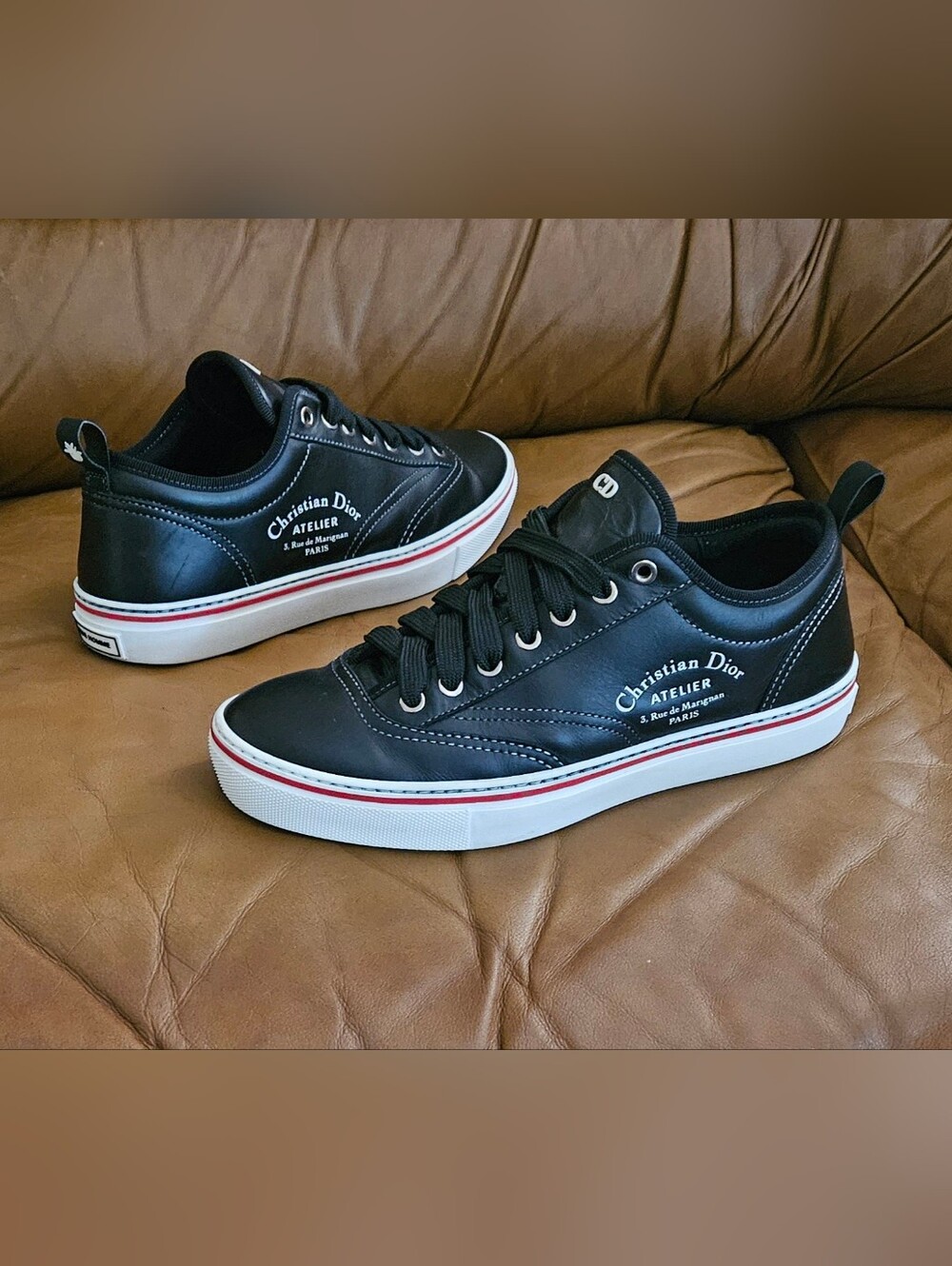 Men's Dior Homme Black Leather Designer Luxury Sneakers Size 8.5 M